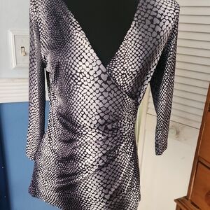 Chic Monochrome Women's Wrap Blouse
